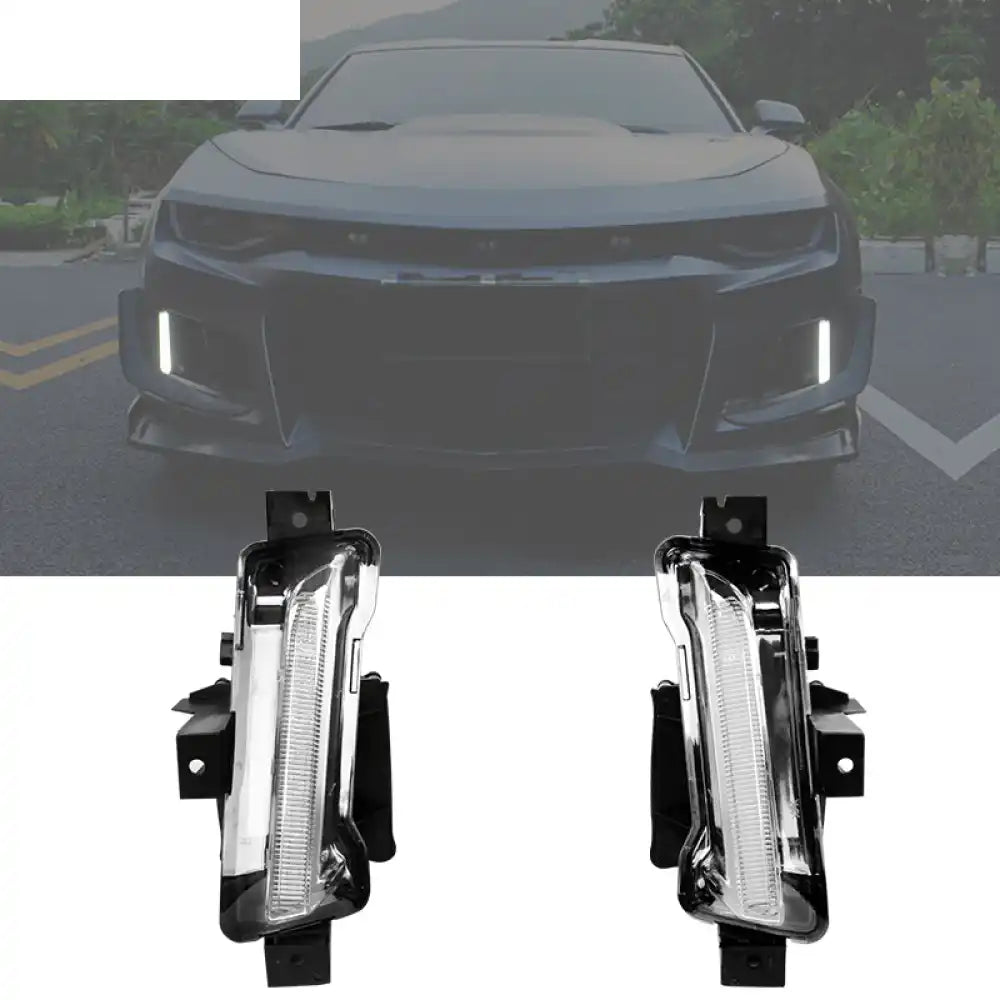 2016-2024 Chevy Camaro Clear Fog Lights w/ Amber Switchback Signal ABS