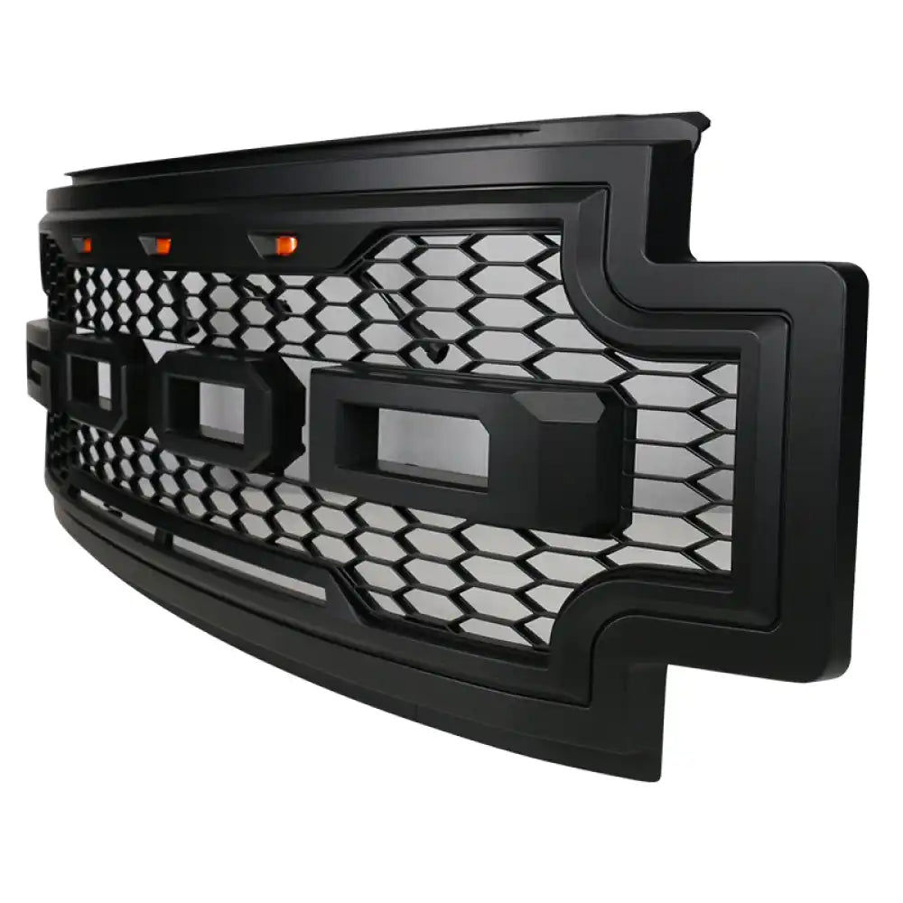 2017-2019 F-250 F-350 R Style Front Bumper Hood Grille Matte Black
