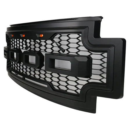 2017-2019 F-250 F-350 R Style Front Bumper Hood Grille Matte Black