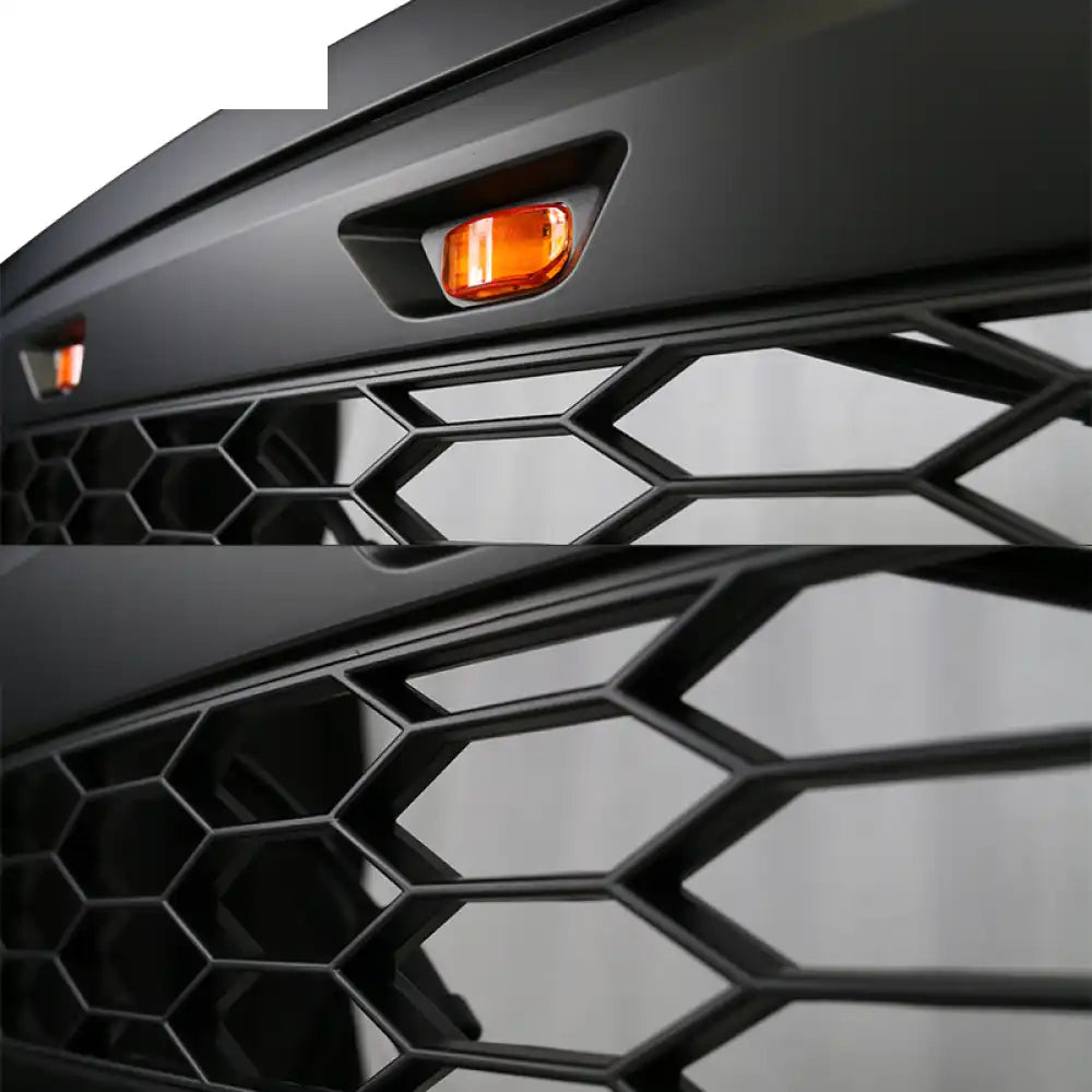 2017-2019 F-250 F-350 R Style Front Bumper Hood Grille Matte Black
