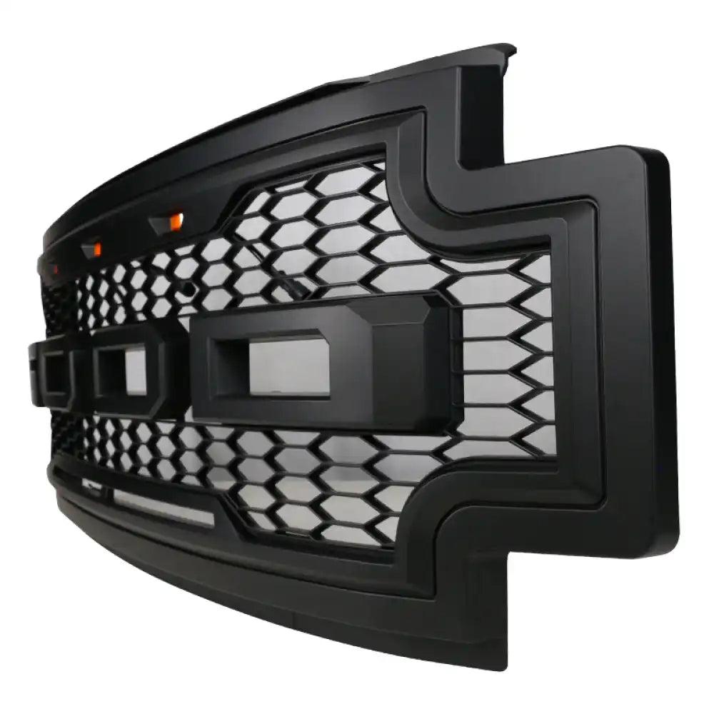 2017-2019 F-250 F-350 R Style Front Bumper Hood Grille Matte Black
