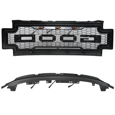 2017-2019 F-250 F-350 R Style Front Bumper Hood Grille Matte Black