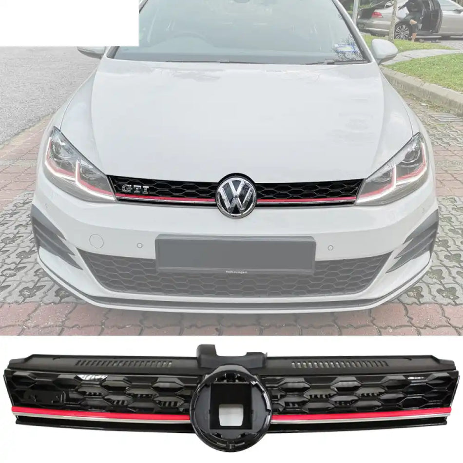 2017-2019 VW Golf MK7 7.5 GTI Style Red Trim Front Bumper Grille ABS