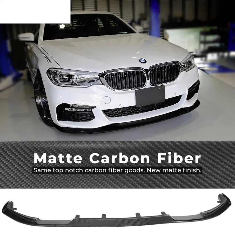 2017-2020 BMW G30 5 Series M Sport HM Front Bumper Lip Carbon Fiber Matte Carbon Fiber
