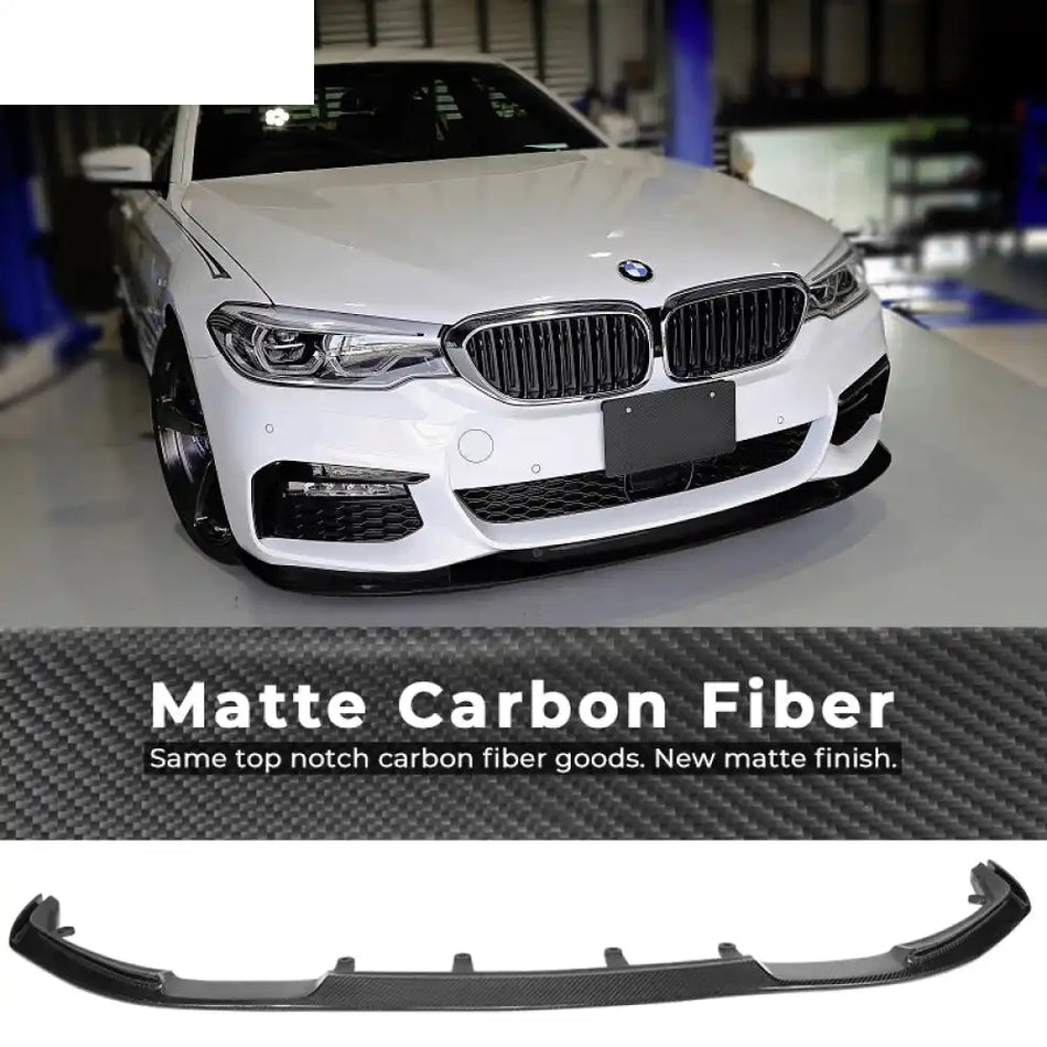 2017-2020 BMW G30 5 Series M Sport HM Front Bumper Lip Carbon Fiber Matte Carbon Fiber