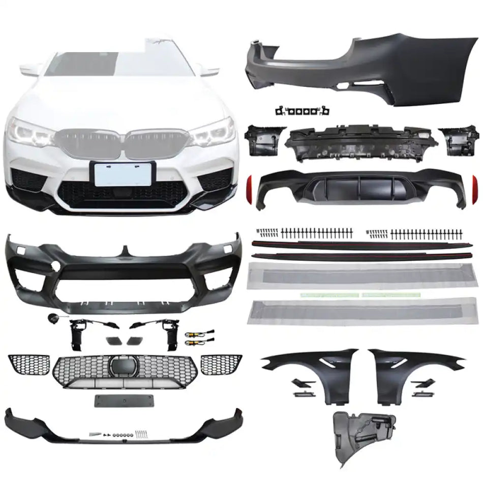 2017-2020 BMW G30 to M5 Style Front Rear Bumpers Side Skirts Fenders