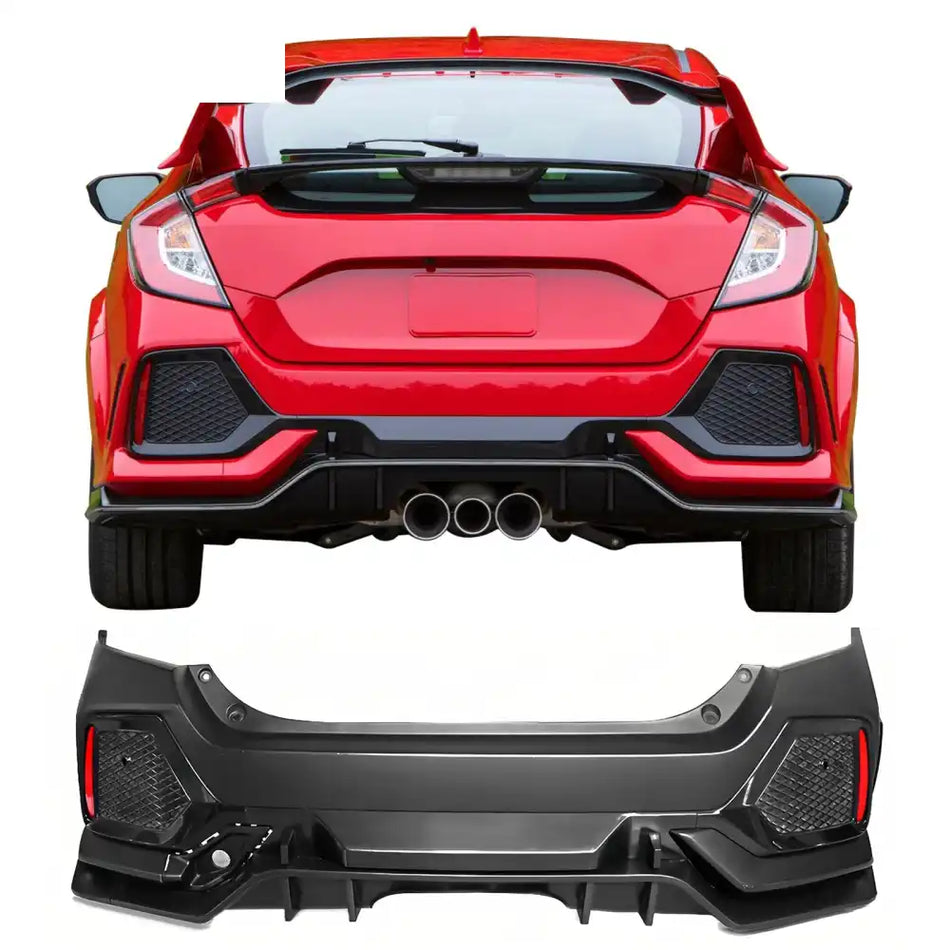 2017-2021 Honda Civic Hatchback Type R Rear Bumper Cover Garnish PP Primer Black