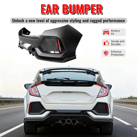 2017-2021 Honda Civic Hatchback Type R Rear Bumper Cover Garnish PP Primer Black