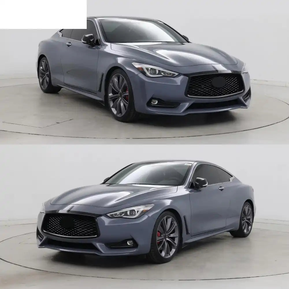 2017-2022 Infiniti Q60 OE Style Front Bumper Upper Grille Frame Trim Replacement Gloss Black ABS Gloss Black