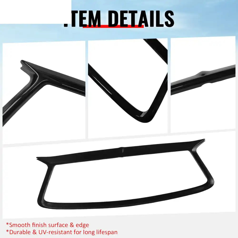 2017-2022 Infiniti Q60 OE Style Front Bumper Upper Grille Frame Trim Replacement Gloss Black ABS Gloss Black