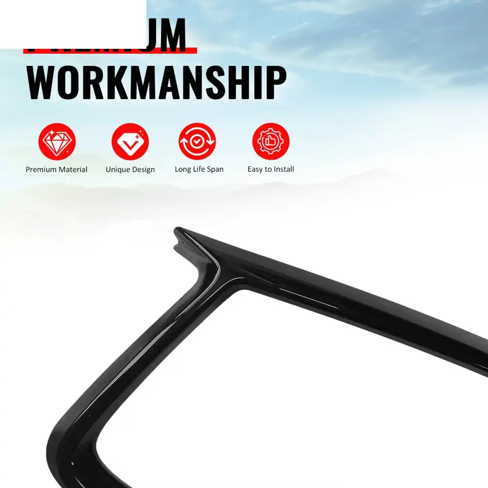 2017-2022 Infiniti Q60 OE Style Front Bumper Upper Grille Frame Trim Replacement Gloss Black ABS Gloss Black
