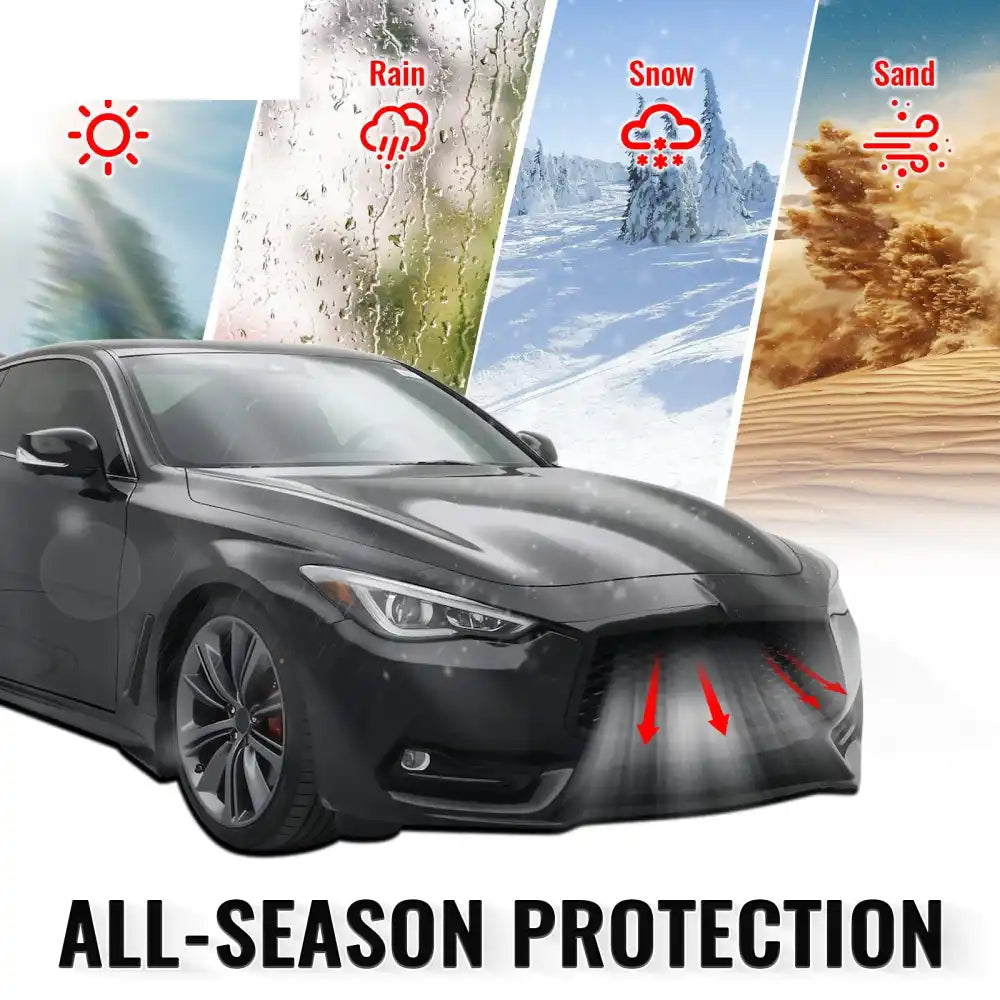 2017-2022 Infiniti Q60 OE Style Front Bumper Upper Grille Frame Trim Replacement Gloss Black ABS Gloss Black