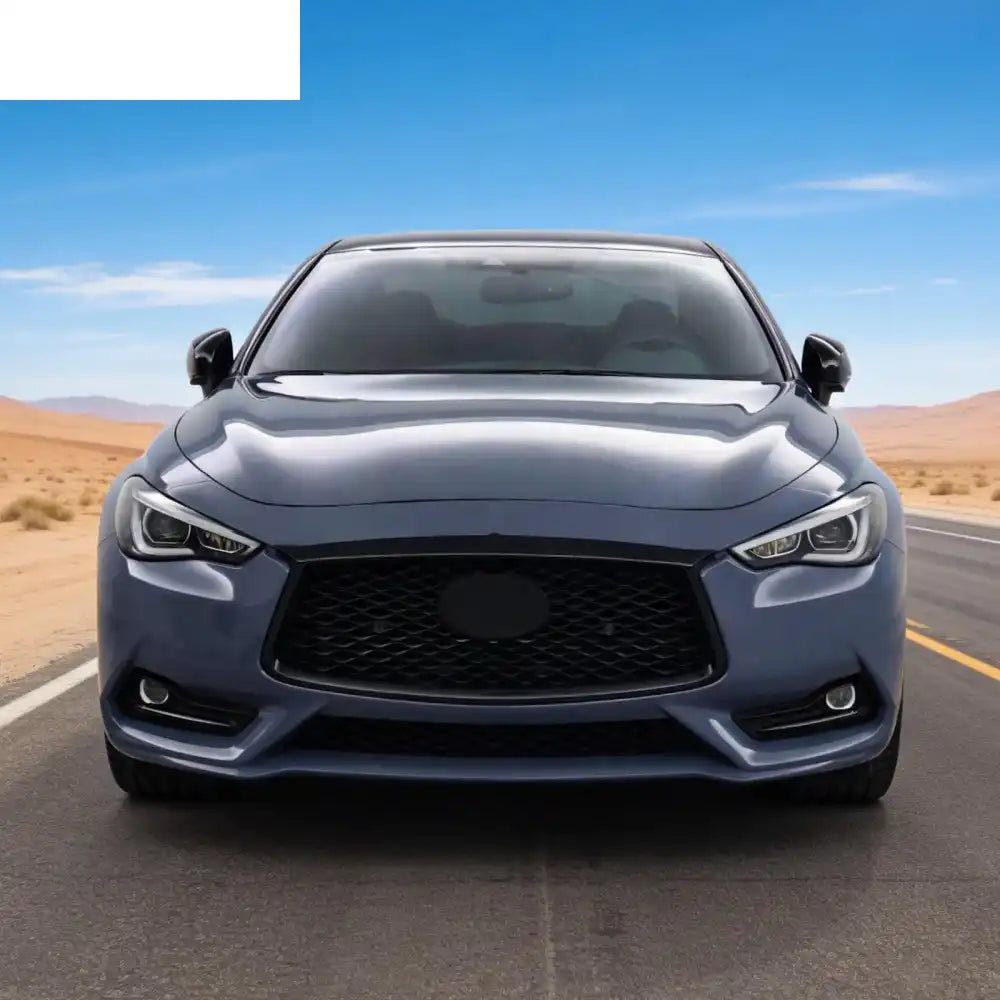 2017-2022 Infiniti Q60 OE Style Front Bumper Upper Grille Frame Trim Replacement Gloss Black ABS Gloss Black