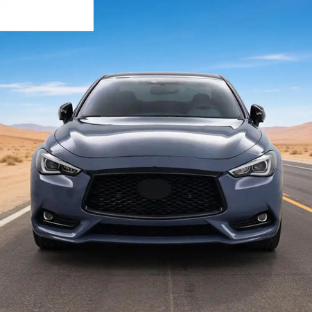 2017-2022 Infiniti Q60 OE Style Front Bumper Upper Grille Frame Trim Replacement Gloss Black ABS Gloss Black