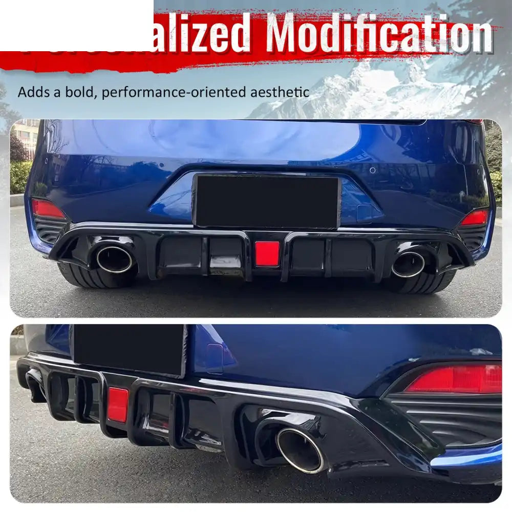 2017-2022 INFINITI Q60 Rear Diffuser Lip W/ LED Brake Light Lamp Carbon Fiber Print PP Carbon Fiber Print