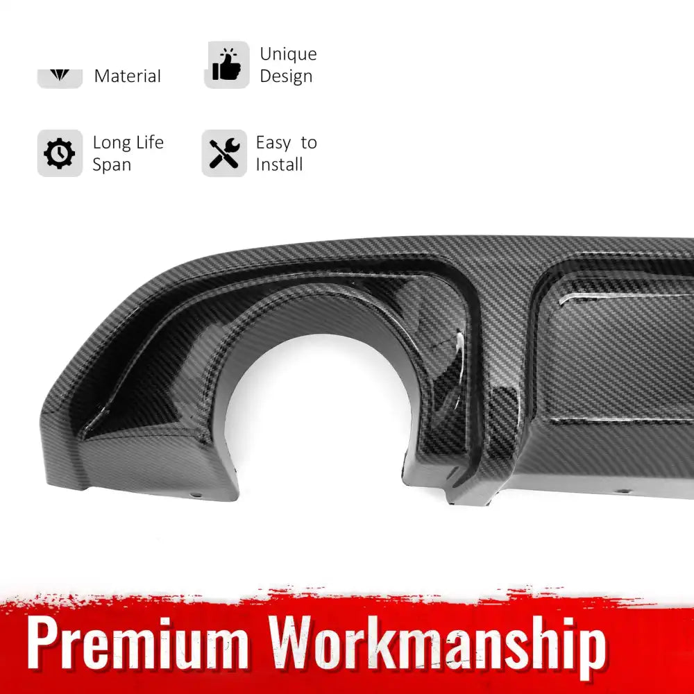 2017-2022 INFINITI Q60 Rear Diffuser Lip W/ LED Brake Light Lamp Carbon Fiber Print PP Carbon Fiber Print