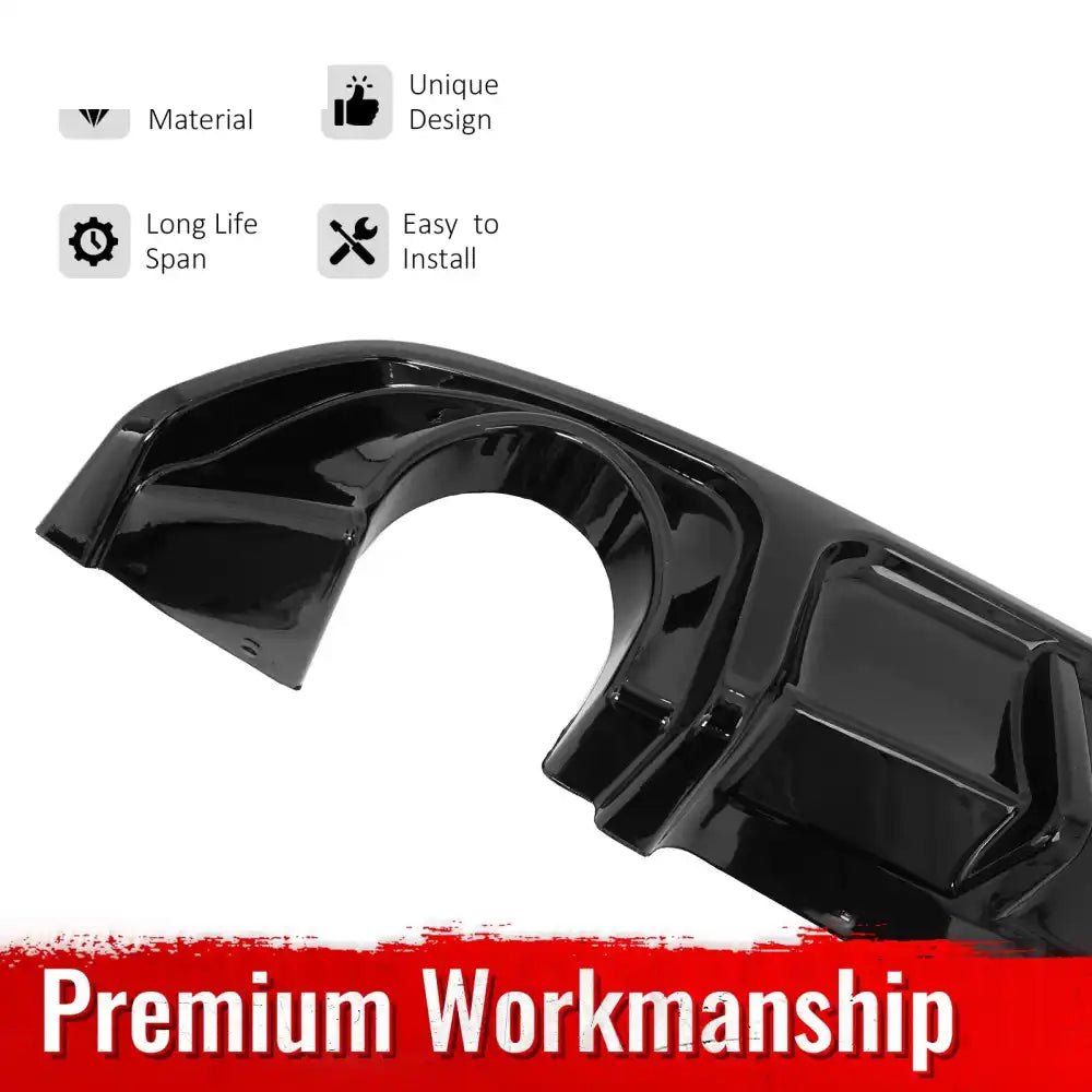 2017-2022 INFINITI Q60 Rear Diffuser Lip W/ LED Brake Light Lamp Gloss Black PP Gloss Black