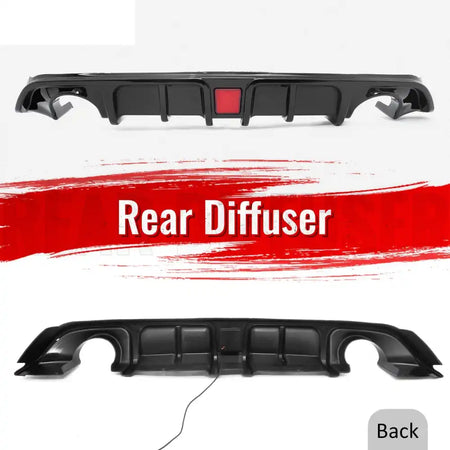 2017-2022 INFINITI Q60 Rear Diffuser Lip W/ LED Brake Light Lamp Gloss Black PP Gloss Black