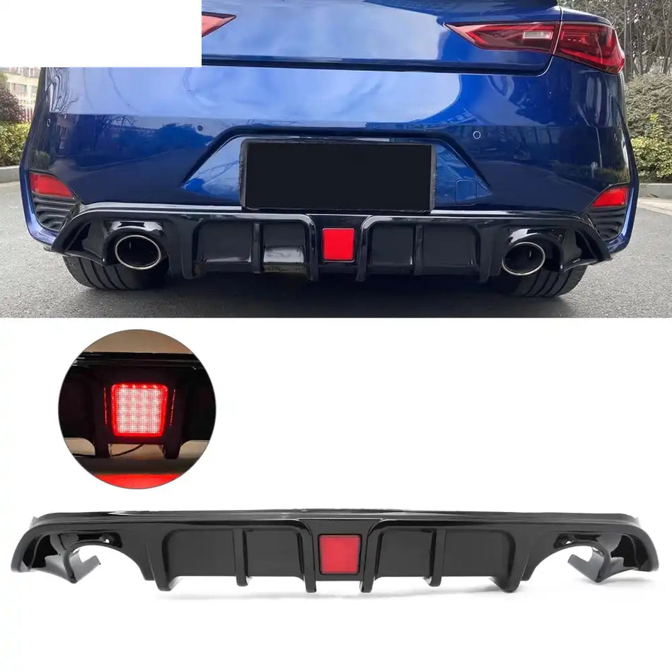2017-2022 INFINITI Q60 Rear Diffuser Lip W/ LED Brake Light Lamp Gloss Black PP Gloss Black