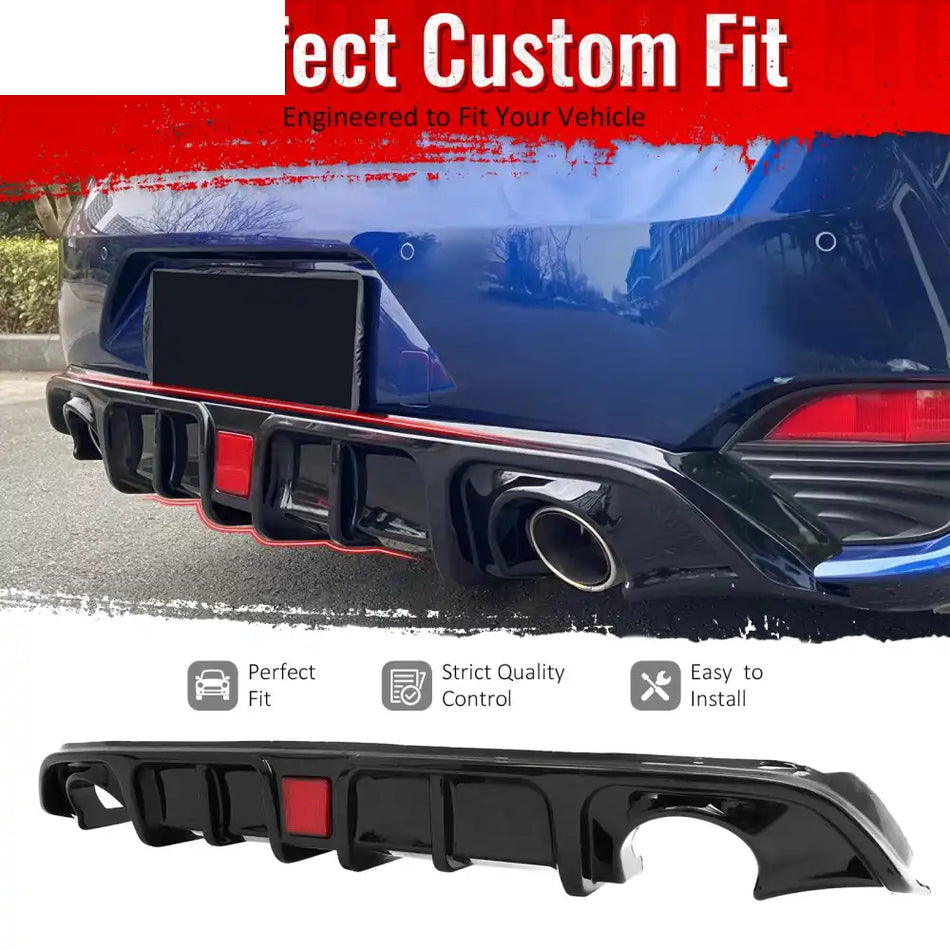 2017-2022 INFINITI Q60 Rear Diffuser Lip W/ LED Brake Light Lamp Gloss Black PP Gloss Black