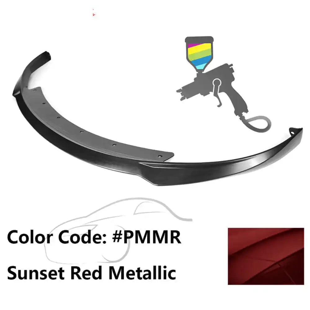 2017-2023 Tesla Model 3 Front Lip Spoiler PP IKON Style Painted #PMMR Sunset Red Metallic