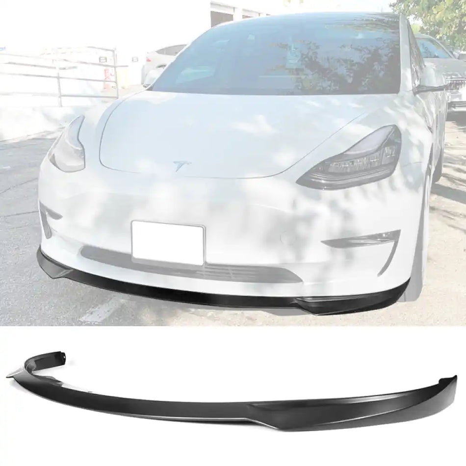 2017-2023 Tesla Model 3 Front Lip Spoiler PP IKON Style Unpainted Black