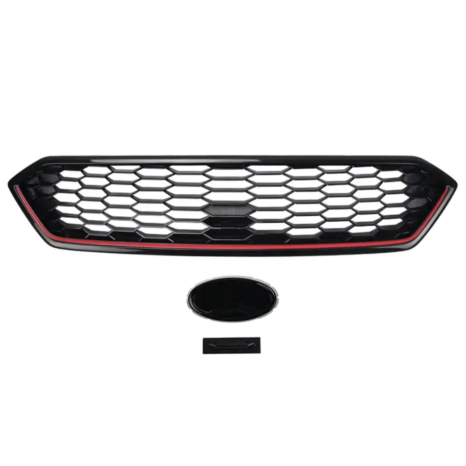 2018-2021 Subaru WRX Gloss Black W/ Red JDM Front Bumper Grille ABS JDM Style