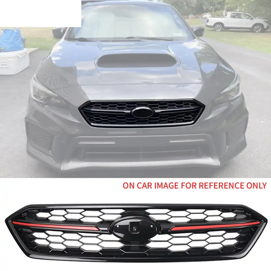 2018-2021 Subaru WRX Gloss Black W/ Red STI Style Front Grille ABS STI Style