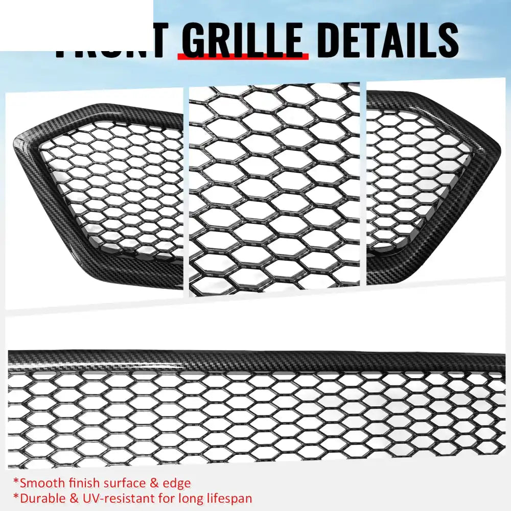 2018-2021 Subaru WRX & WRX STI Honeycomb Style Front Bumper Upper Grille Replacement Carbon Fiber Print PP Carbon Fiber