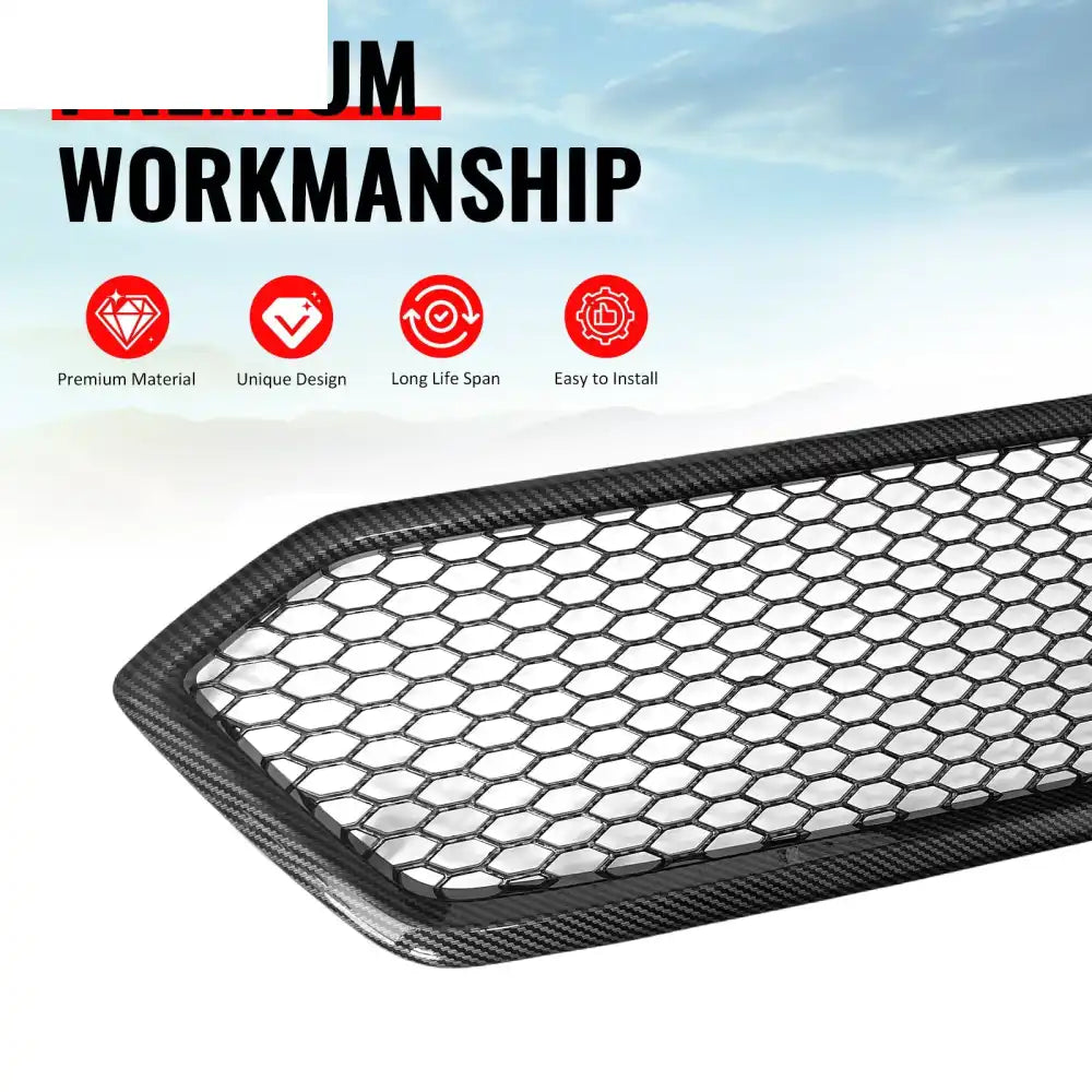 2018-2021 Subaru WRX & WRX STI Honeycomb Style Front Bumper Upper Grille Replacement Carbon Fiber Print PP Carbon Fiber