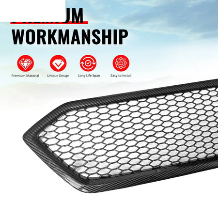 2018-2021 Subaru WRX & WRX STI Honeycomb Style Front Bumper Upper Grille Replacement Carbon Fiber Print PP Carbon Fiber