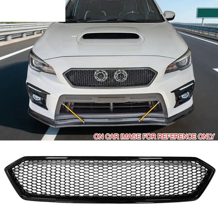 2018-2021 Subaru WRX & WRX STI Honeycomb Style Front Bumper Upper Grille Replacement Gloss Black PP Gloss Black