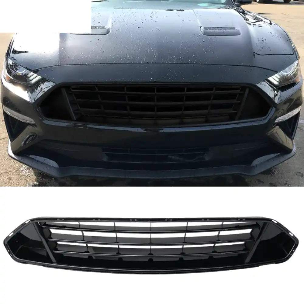 2018-2022 Ford Mustang Front Upper Grid Grille Guard Bumper Grill ABS Glossy Black