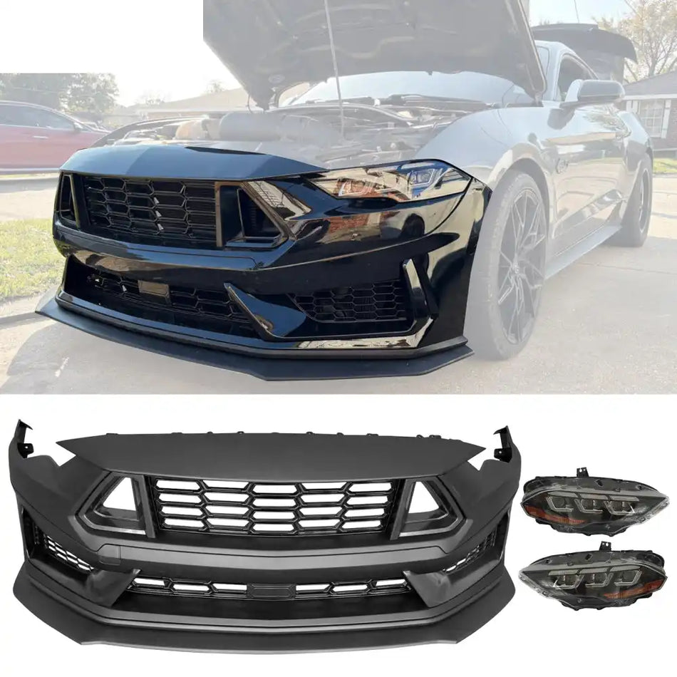 2018-2023 Ford Mustang Dark Horse Front Bumper Cover Kit Headlights PP