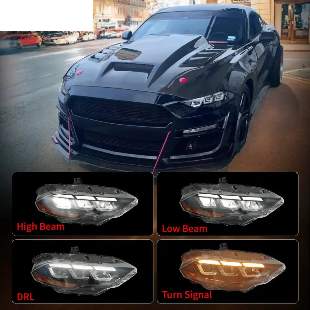 2018-2023 Ford Mustang EcoBoost GT V6 2024 Style Front Head Light Lamp