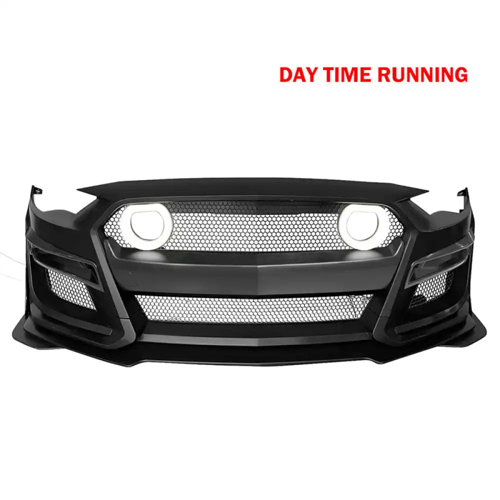2018-2023 Ford Mustang GT500 Style Front Bumper Cover Lip LED Grille
