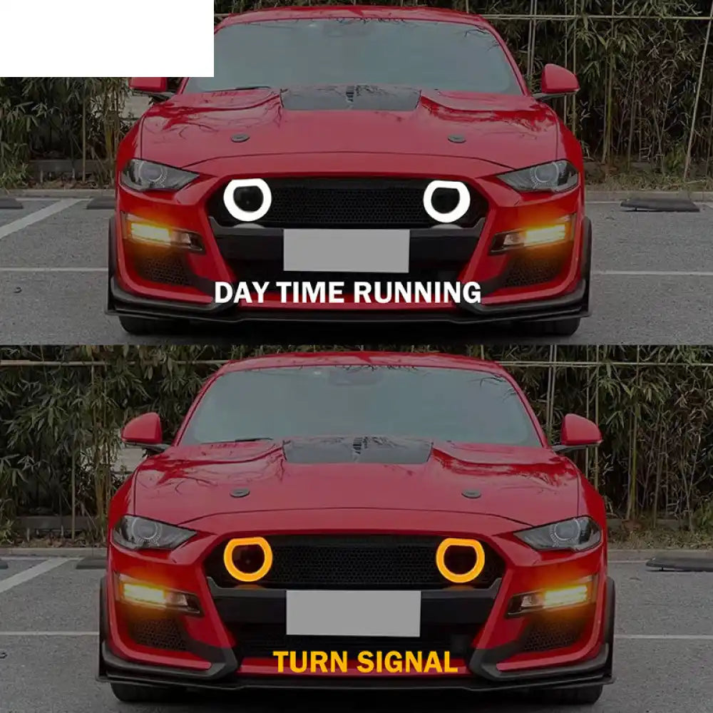 2018-2023 Ford Mustang GT500 Style Front Bumper Cover Lip LED Grille