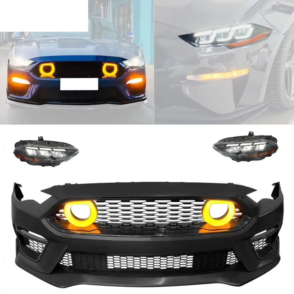 2018-2023 Ford Mustang Mach 1 Front Bumper Cover LED Grille Headlights
