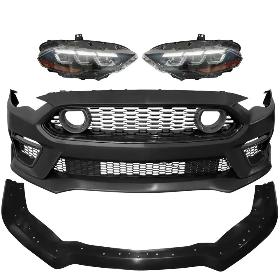 2018-2023 Ford Mustang Mach 1 Front Bumper Cover LED Headlights W/ Lip