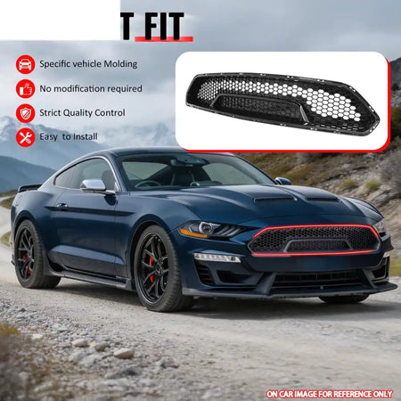 2018-2023 Ford Mustang Shelby Super Snake Style Grille Gloss Black PP Front Bumper Hood Grill Assembly
