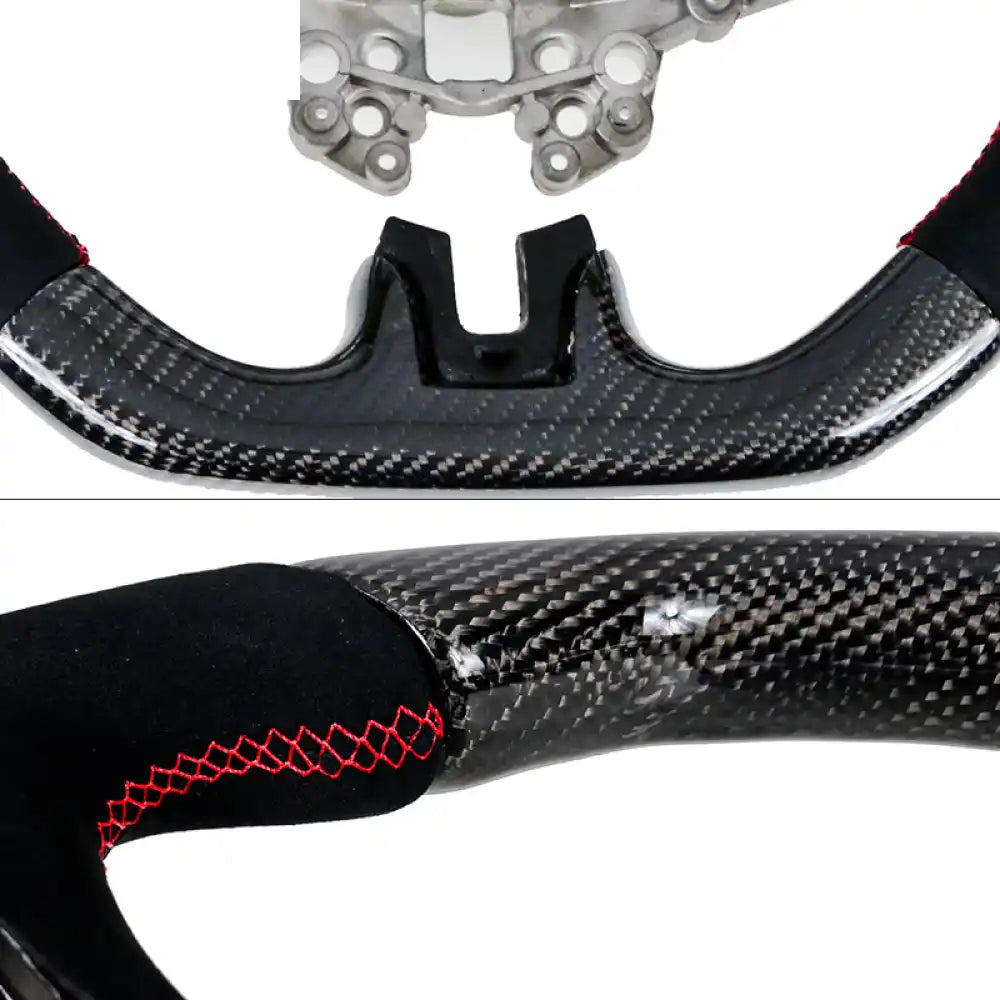 2018-2023 Ford Mustang V1 Steering Wheel w/ Red Stitching Carbon Fiber