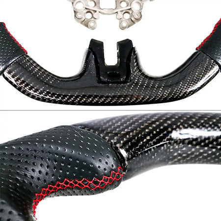 2018-2023 Ford Mustang V1 Steering Wheel w/ Red Stitching Carbon Fiber