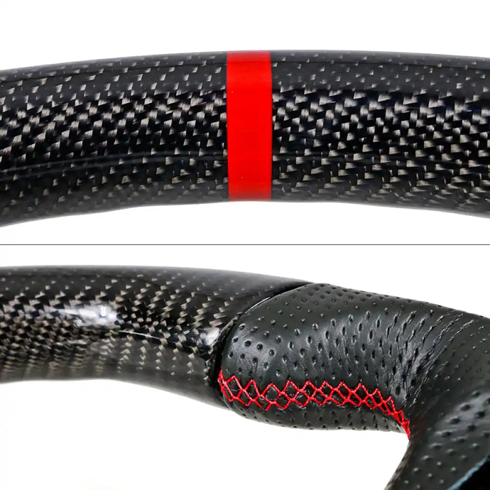 2018-2023 Ford Mustang V1 Steering Wheel w/ Red Stitching Carbon Fiber