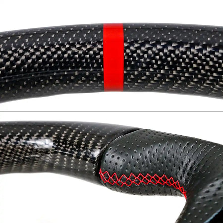 2018-2023 Ford Mustang V1 Steering Wheel w/ Red Stitching Carbon Fiber