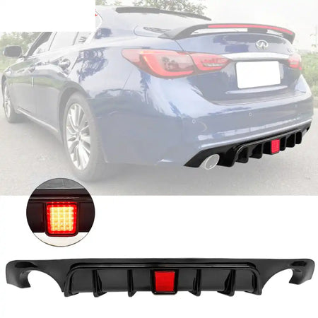 2018-2024 Infiniti Q50 LED Brake Light Rear Bumper Diffuser Lip PP Gloss Black