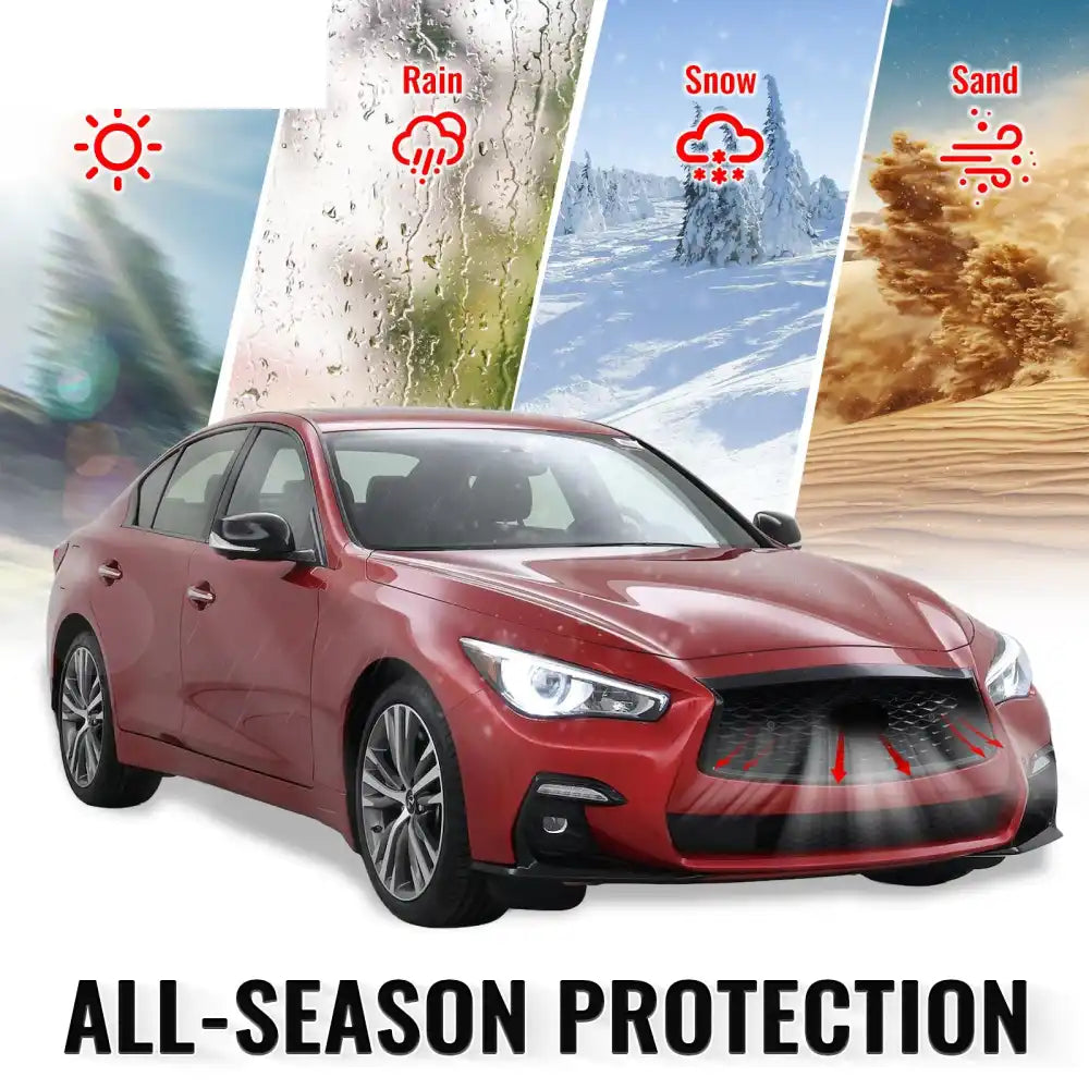 2018-2024 Infiniti Q50 OE Style Front Bumper Upper Grille Frame Trim Replacement Carbon Fiber Print ABS Carbon Fiber