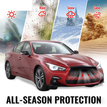 2018-2024 Infiniti Q50 OE Style Front Bumper Upper Grille Frame Trim Replacement Carbon Fiber Print ABS Carbon Fiber