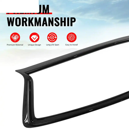 2018-2024 Infiniti Q50 OE Style Front Bumper Upper Grille Frame Trim Replacement Carbon Fiber Print ABS Carbon Fiber