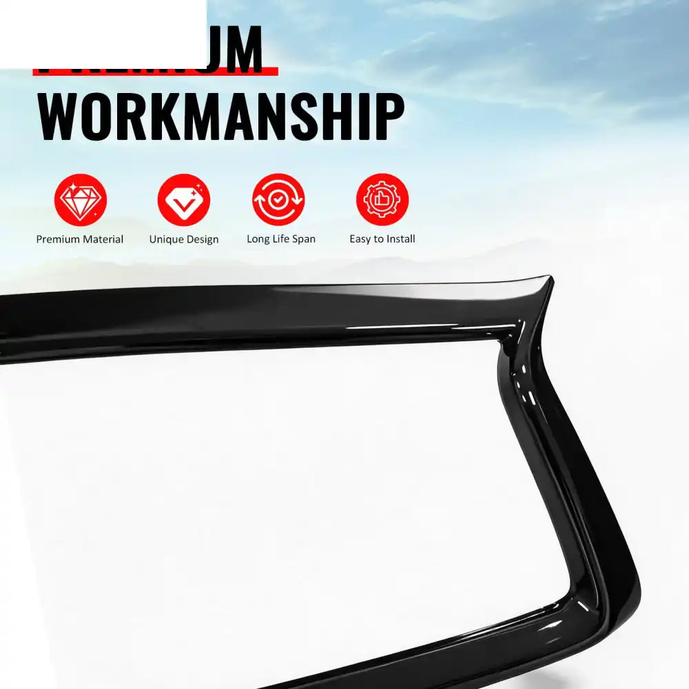 2018-2024 Infiniti Q50 OE Style Front Bumper Upper Grille Frame Trim Replacement Gloss Black ABS Gloss Black