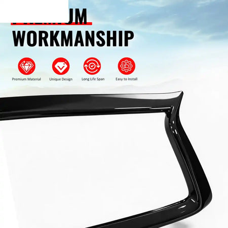 2018-2024 Infiniti Q50 OE Style Front Bumper Upper Grille Frame Trim Replacement Gloss Black ABS Gloss Black